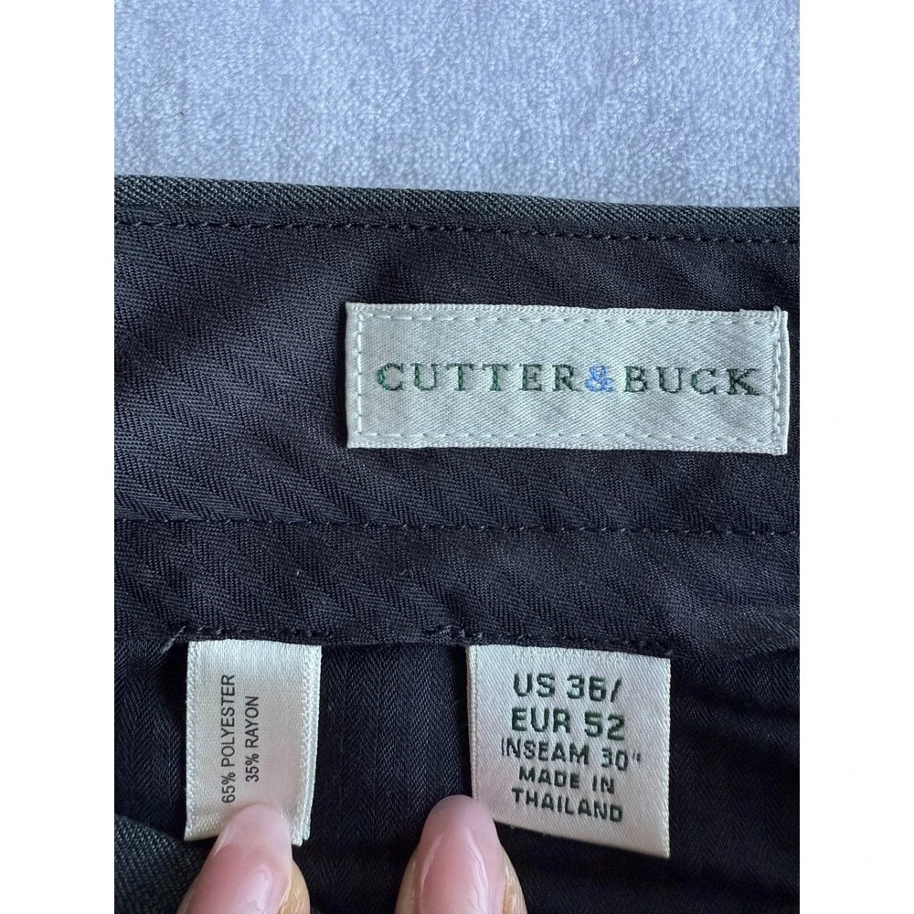 Cutter & Buck Gabardine Dress Pants Mens 36x30 Grey Flat‎ Front Formal Classic